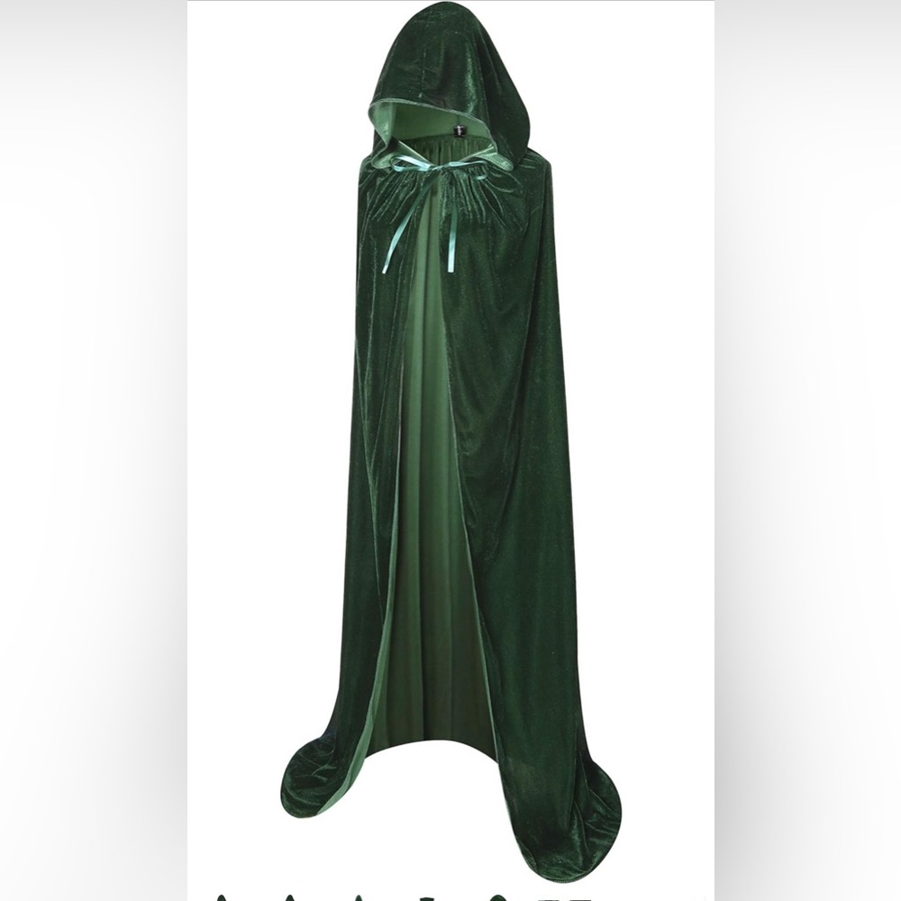BIGXIAN Long Hooded Cloak Velvet Cape Witch Costume Halloween Costumes
